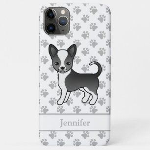 Case-Mate iPhone Case Chien Chihuahua à poil lisse noir et blanc & nom