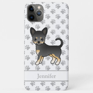 Case-Mate iPhone Case Chien Chihuahua à Poil Lisse Noir et Feu & Nom