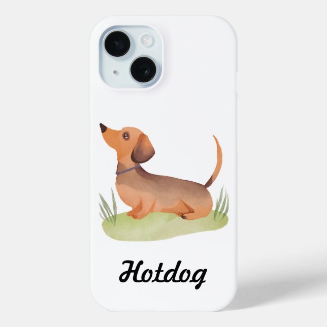 Coques Case-Mate iPhone Chien Dachshund | Nom personnalisé de l'animal Aqu (Verso)