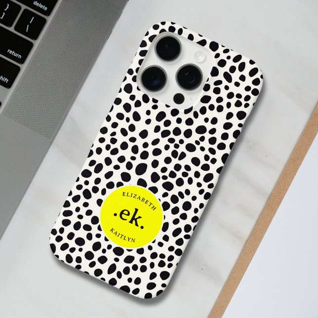 Coques Case-Mate iPhone Chien dalmate Abstrait Motif Monogramme jaune (Créateur téléchargé)