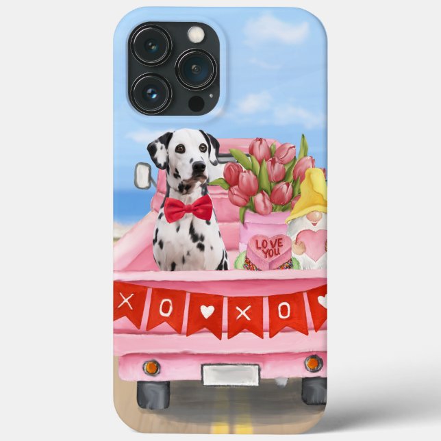 Coques Case-Mate iPhone Chien dalmate Saint Valentin Coeurs de Camion (Verso)