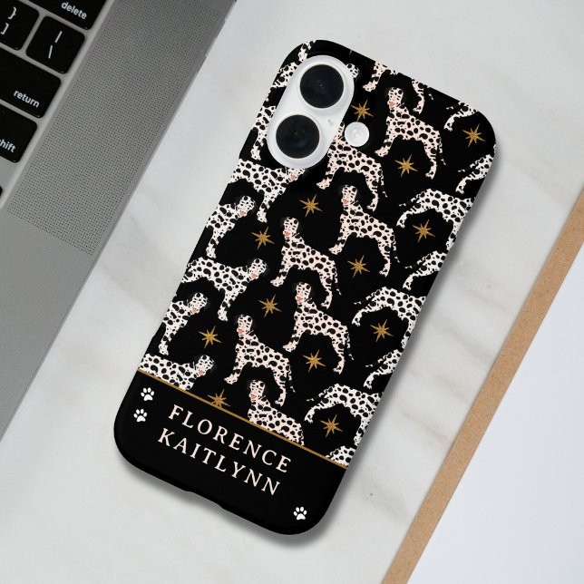 Coques Case-Mate iPhone Chien Dalmatien Gold Stars Nom du Motif (Créateur téléchargé)