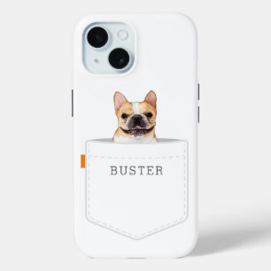 Coque Pour iPhone 15 Chien dans la poche   Photo et nom personnalisés d