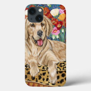 iPhone 13 Coque Chien d'arrêt de garçon d'or