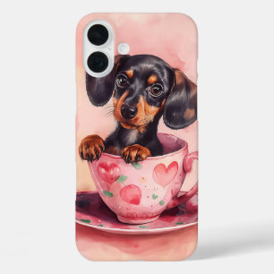 COQUES iPhone 16 PLUS CHIEN DE DACHSHSHSHSHSHSHING EN TASSE DE THÉ VALEN
