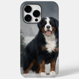 Coque Pour Pour iPhone 14 Pro Max Chien de montagne bernois à Noël de neige