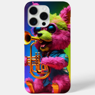 Coque iPhone 15 Pro Max Chien de musique furieux jouant casque de téléphon