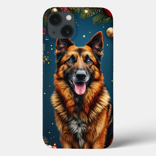 Coques Case-Mate iPhone Chien de noël de berger allemand (Verso)