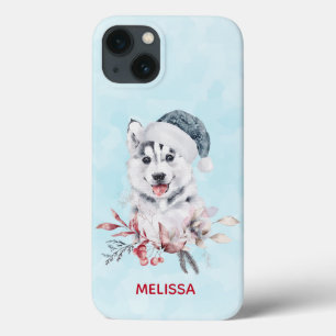 Case-Mate iPhone Case Chien de Noël Husky dans un chapeau de Père Noël