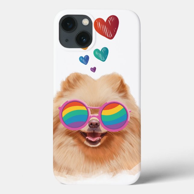 Coques Case-Mate iPhone Chien de Poméranie avec Coeurs Saint Valentin (Verso)