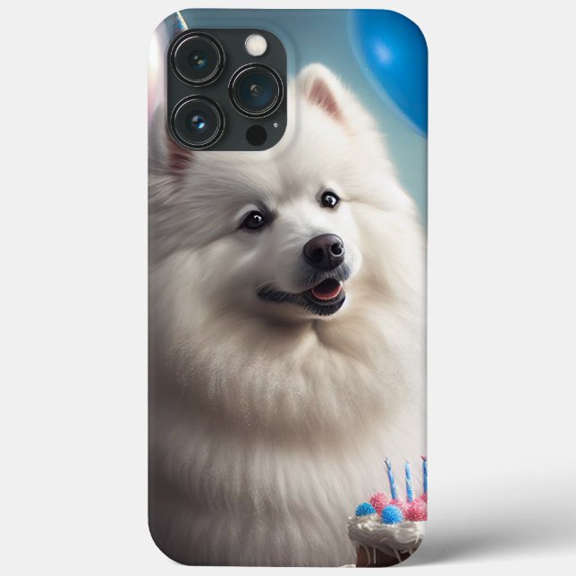 Coques Case-Mate iPhone Chien d'eskimo américain avec anniversaire de ball (Verso)