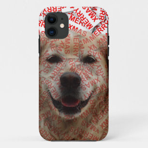 Coques Pour iPhone Chien d'or de rétritrice souriant de Noël