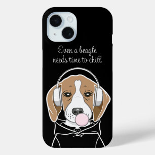 Coque Pour iPhone 15 Chien frais avec Bubblegum mignon Beagle amusant