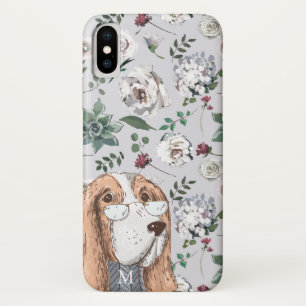 Case-Mate iPhone Case Chien Hipster Brown mignon avec Fleurs et Monogram