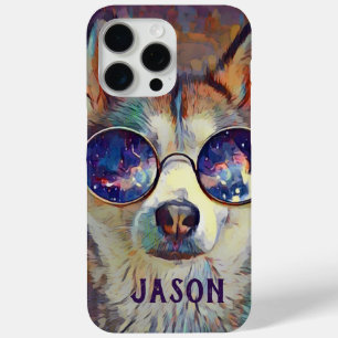 Coque iPhone 15 Pro Max Chien Husky Cool en Lunettes de Soleil Personnalis
