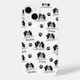 Coque Pour iPhone 14 Chien japonais Chin Personnalisé Dessin À La Main
