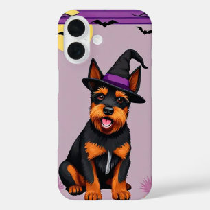 Coque Pour iPhone 16 Chien jouant portant un casquette de sorcière