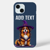 Chien joyeux portant un chapeau de sorcière