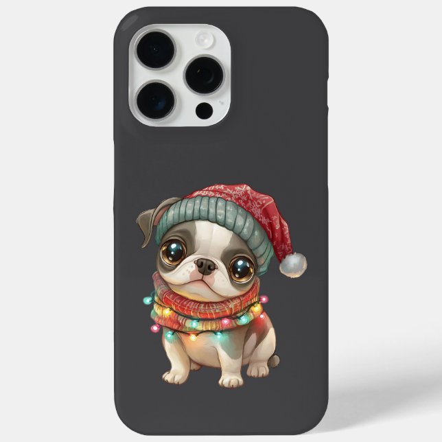 Coques Case-Mate iPhone Chien mignon Avec Thème De Noël Sur Téléphone (Verso)