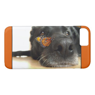 Coques Pour iPhone Chien noir de laboratoire avec le papillon