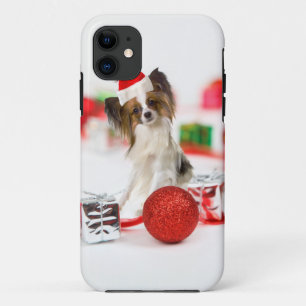Coques Pour iPhone Chien Papillon Mignon Chapeau de Noël de Santa