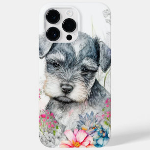 COQUE POUR POUR iPhone 14 PRO MAX CHIEN POIVRE ADORABLE DE SCHNAUZER WATERCOLOR