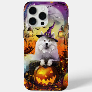 Coque iPhone 15 Pro Max Chien Samoyède Effrayant Halloween Sorcière Et Cit