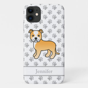 Case-Mate iPhone Case Chien Staffie anglais fauve et blanc & nom