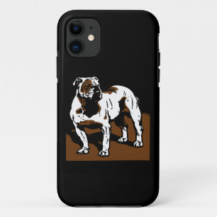 Coque iPhone 11 Chien-taureau anglais coupé en bois victorien