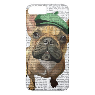 Coques Pour iPhone Chien-taureau français Brown avec Casquette vert 2