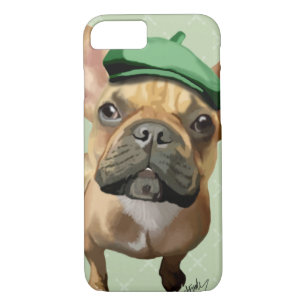Coque Case-Mate Pour iPhone Chien-taureaux français Brown avec Casquette vert