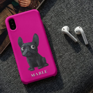 Coque Pour iPhone 16 Chien-taureaux français noir - jolie illustration