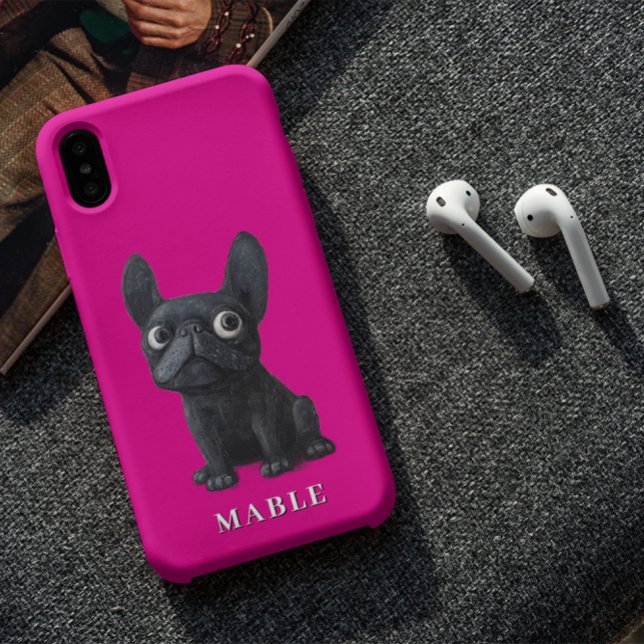 Coques Case-Mate iPhone Chien-taureaux français noir - jolie illustration (Créateur téléchargé)