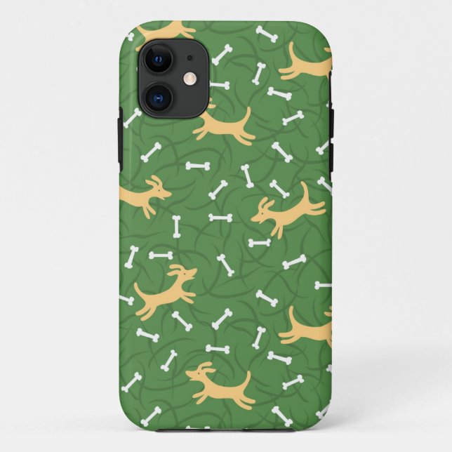 Coques Case-Mate iPhone chiens chanceux avec l'arrière - plan d'os (Dos)