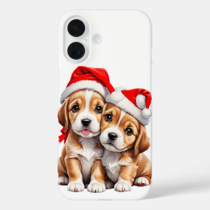 Coque Pour iPhone 16 Chiens chiots de Noël