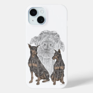 Coque Pour iPhone 15 Chiens de Doberman noir et tan
