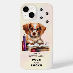 Coque Pour iPhone 14 Chiens Et Livres Amateurs