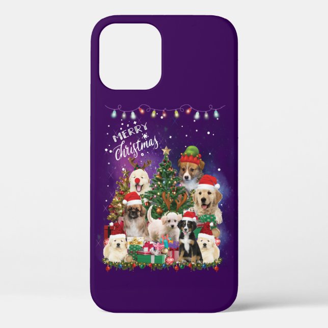 Coques Case-Mate iPhone Chiens Joyeux Noël Lumière (Verso)
