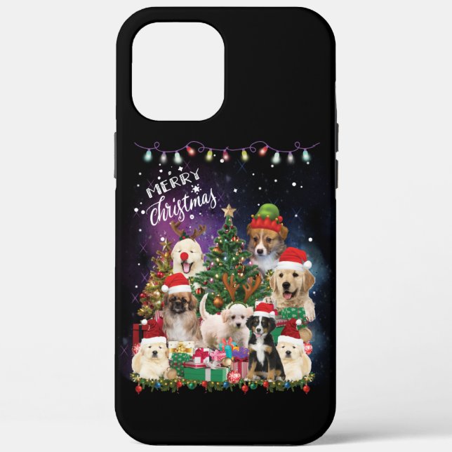 Coques Case-Mate iPhone Chiens Joyeux Noël Lumière (Verso)