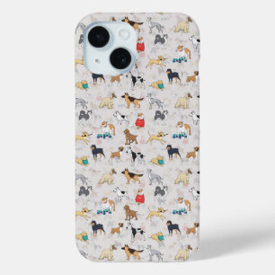 Coque Pour iPhone 15 Chiens mignons Design Motif Blanc