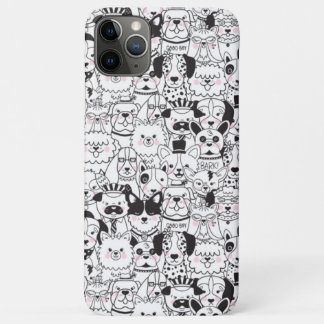 Case-Mate iPhone Case Chiens mignons Noir et Blanc Animal Motif Line Art