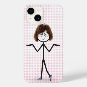 Coque Pour iPhone 14 Chiffre À Bâtons Fille Avec Baskets En vichy