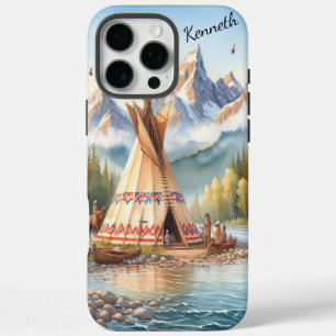 Coques iPhone 16 Pro Max Chiffre traditionnel indien Teepee Nature Scène Di