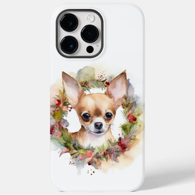 Coques Case-Mate iPhone Chihuahua Fête de la couronne de Noël Coupe (Verso)