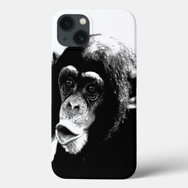 Coques Case-Mate iPhone Chimpanzé noir blanc (Verso)