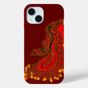 Coque Pour iPhone 15 Chine Dragon rouge et or design