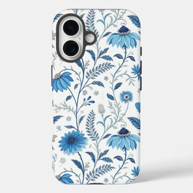 Coques Case-Mate iPhone Chinoiserie Blue Echinacea Pattern (Verso)