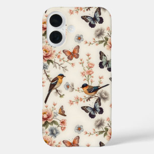 Coque Pour iPhone 16 Chinoiserie Harmonie des oiseaux et des papillons