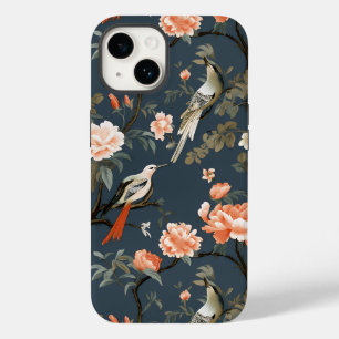 Coque Pour iPhone 14 Chinoiserie sur Denim Blue