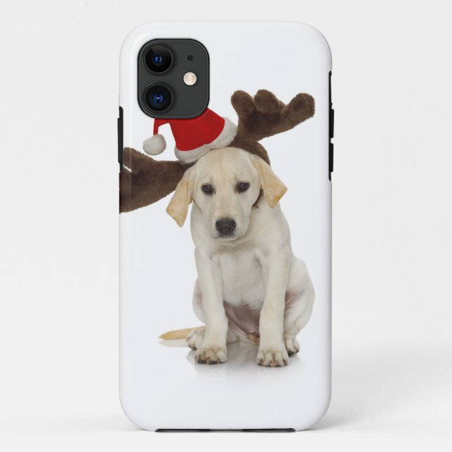 Coques Case-Mate iPhone Chiot avec des oreilles de casquette et de renne (Dos)